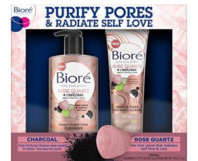 BIORE ROSE QUARTZ + CHARCOAL DAILY PURIFYING CLEANSER & SCRUB SET
