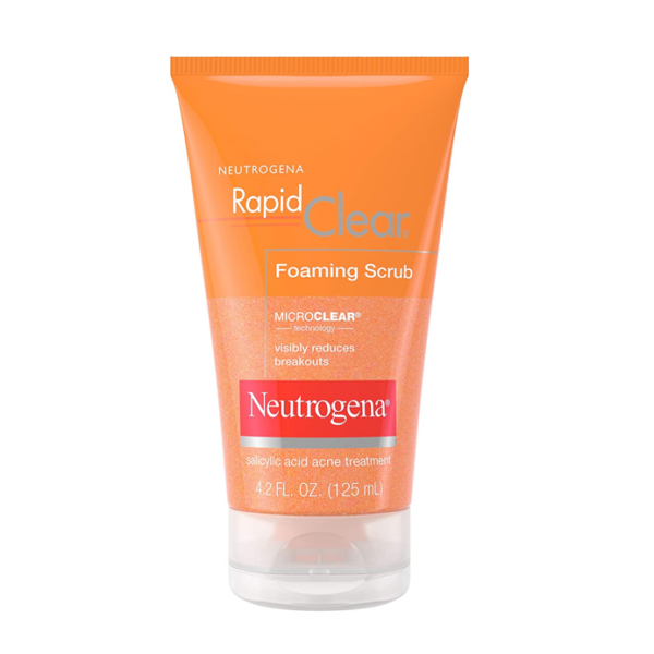 Neutrogena Rapid Clear Foaming Exfoliating Facial scrub with Salicylic Acid Acne Medicine for Breakouts 4.2 fl oz