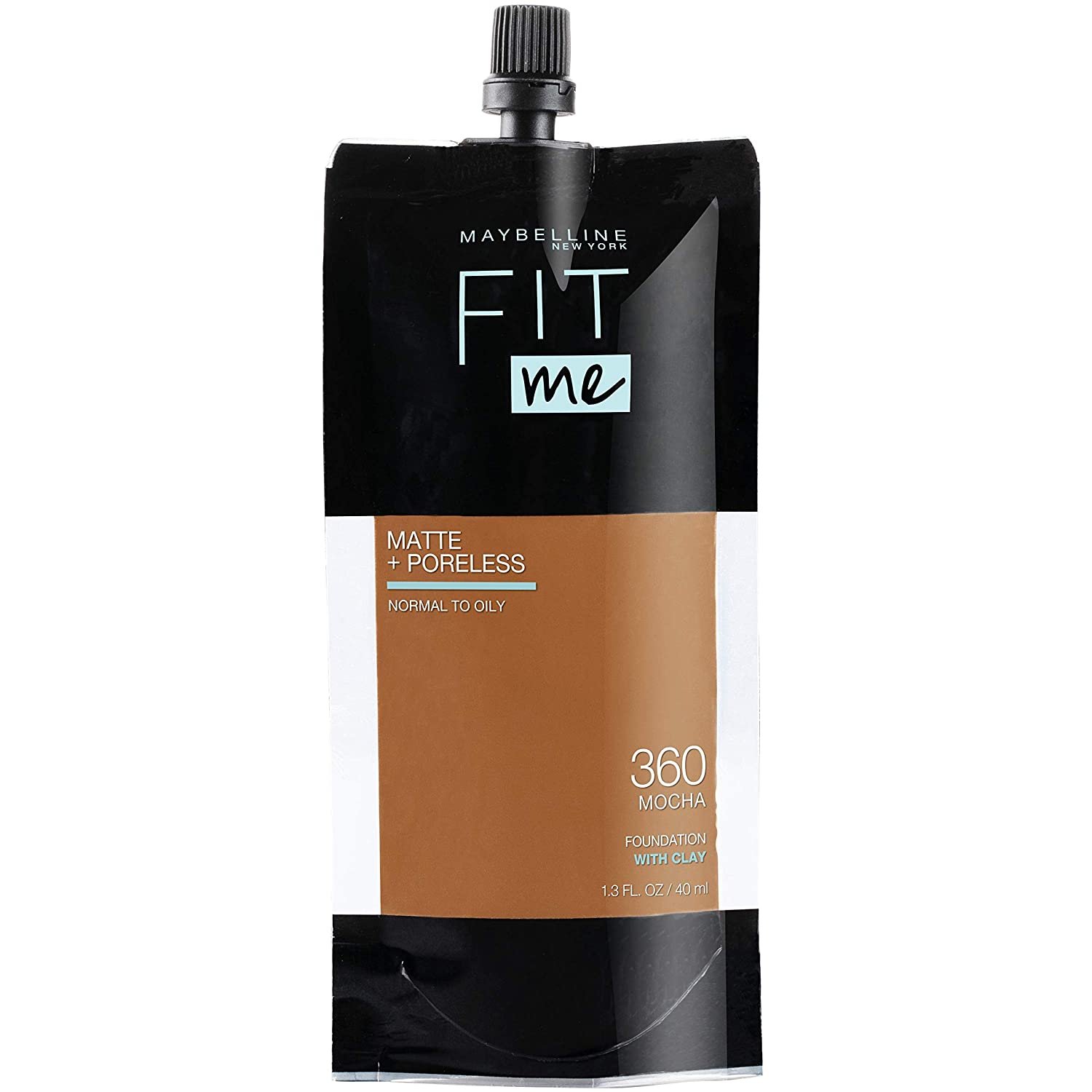 Maybelline Fit Me Matte + Poreless Liquid Foundation Face Make Up Mess-Free No Waste Pouch Normal to Oily Skin Mocha - Image 2