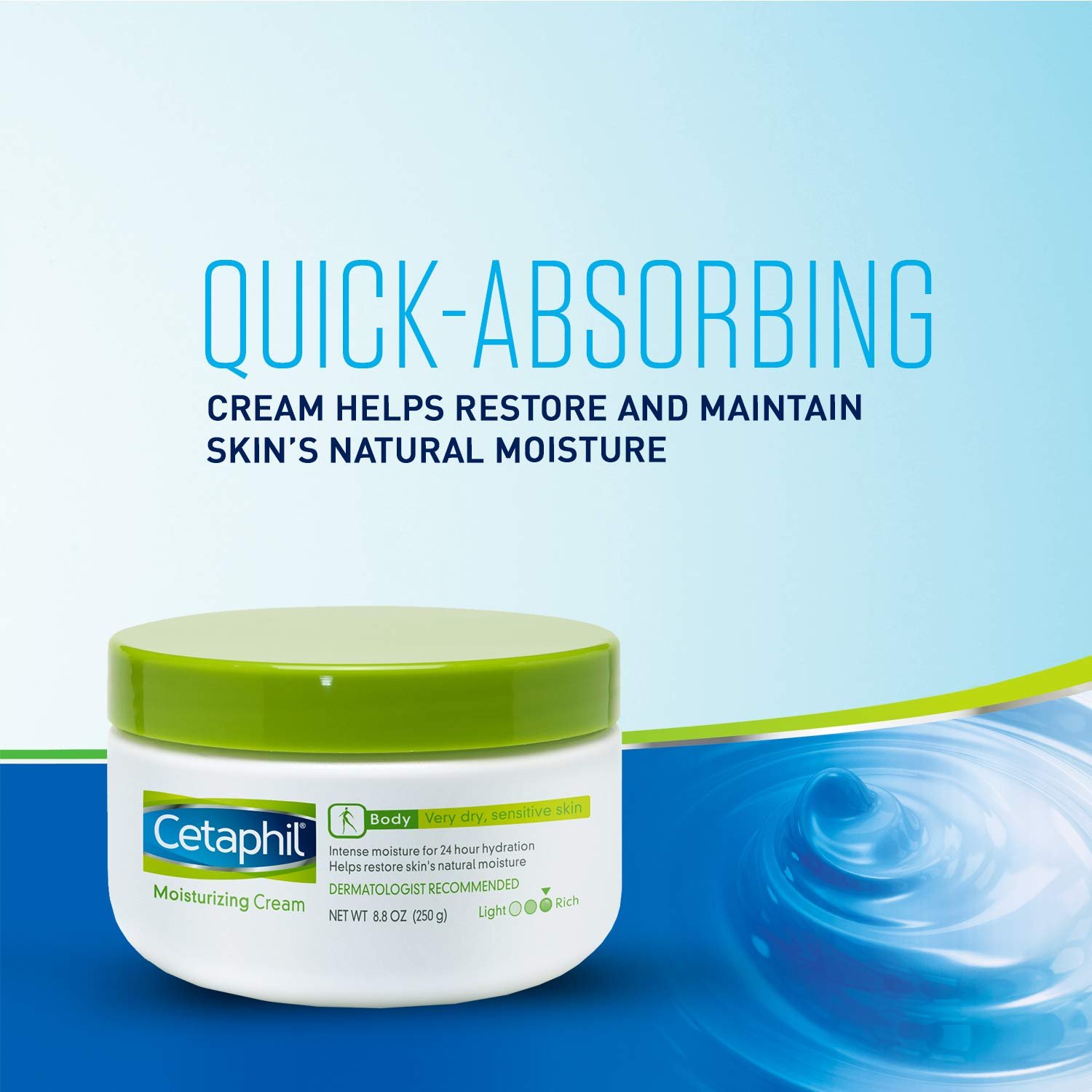 CETAPHIL MOISTURISING CREAM FOR VERY DRY SENSITIVE SKIN FRAGAGRANCE FREE 8.8 OZ - Image 2