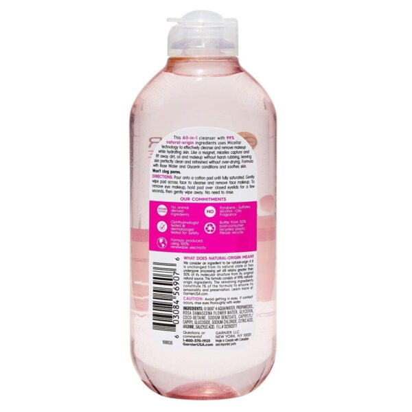 Garnier SkinActive Micellar Cleansing Water with Rose Water & Glycerin for Normal to Dry Skin