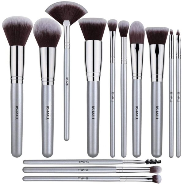 BS MALL SILVER MAKEUP BRUSHES 13 PIECES