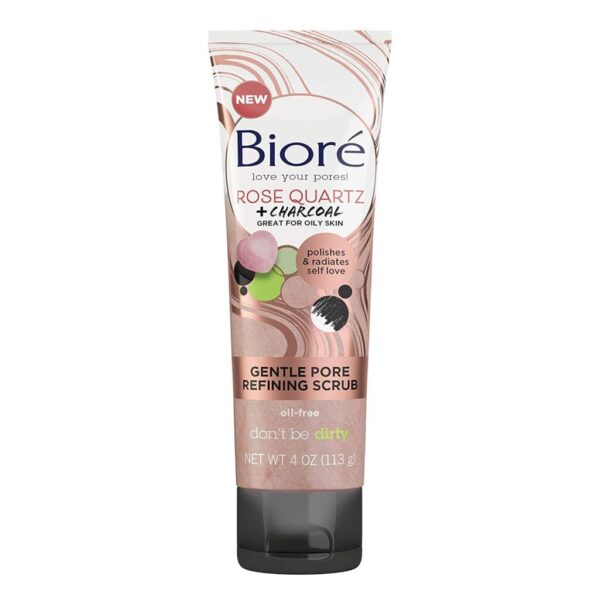 BIORE ROSE QUARTZ + CHARCOAL GENTLE PORE REFINING SCRUB