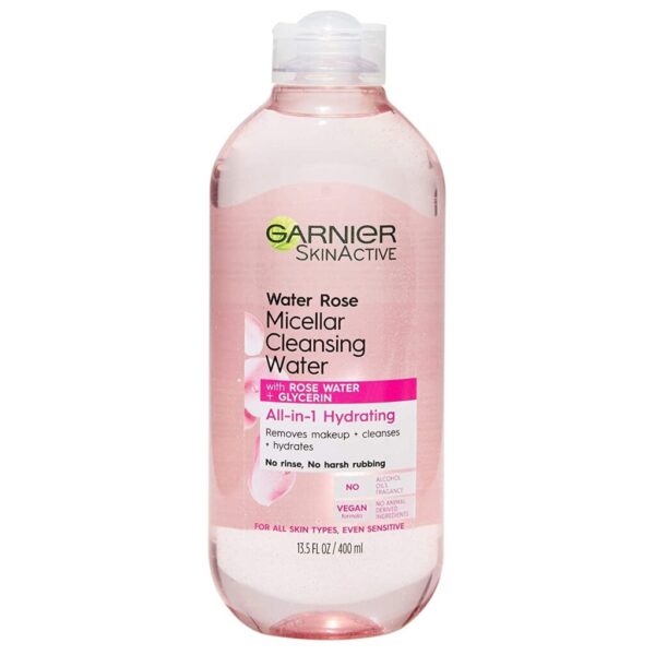 Garnier SkinActive Micellar Cleansing Water with Rose Water & Glycerin for Normal to Dry Skin
