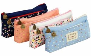 IPOW Flower Floral Canvas Cosmetic Pen Pencil Stationery Pouch Bag Case