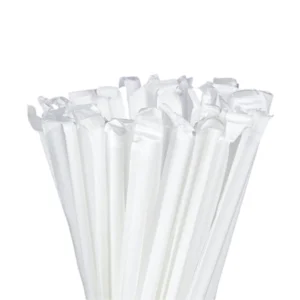 EVERPACK WHITE FLEXIBLE STRAW 6MM*24CM 100 PCS
