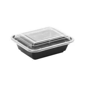 MICROWAVE CONTAINERS BLACK WITH LIDS ONE COMPACTMENT PCK OF 100